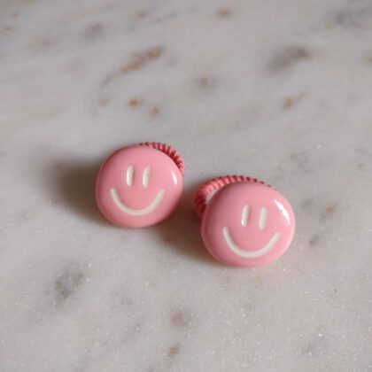 Haarelastiekjes Smiley Pink - 2 stuks