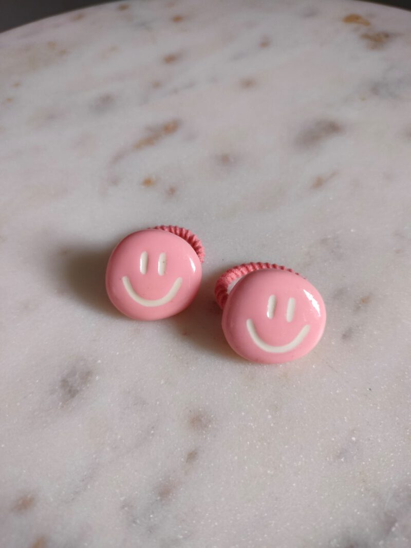 Haarelastiekjes Smiley Pink - 2 stuks