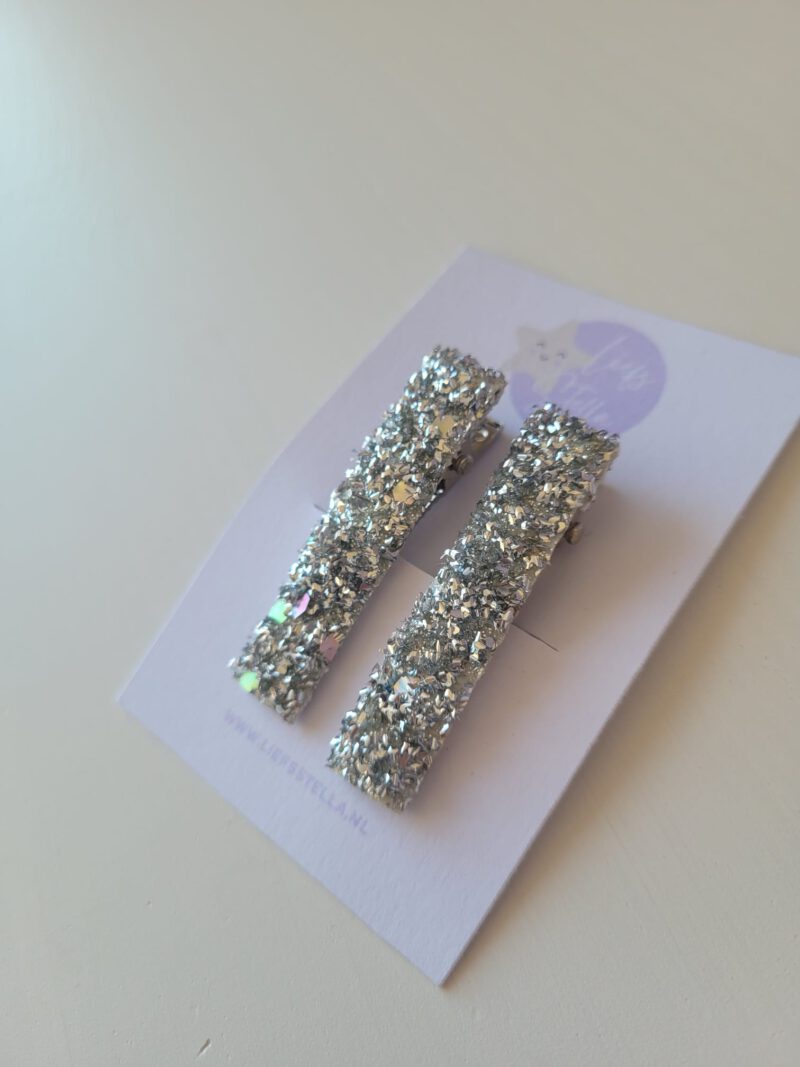 Haarspeldjes Alligator Zilver Glitter - Afbeelding 2