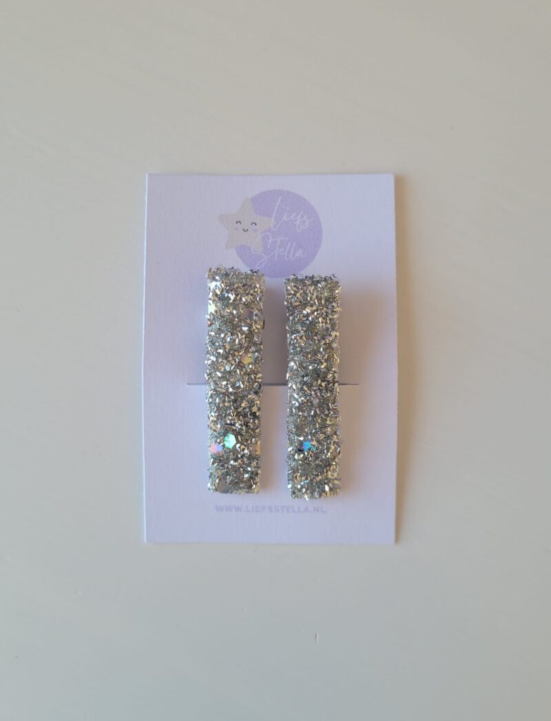 Haarspeldjes Alligator Zilver Glitter