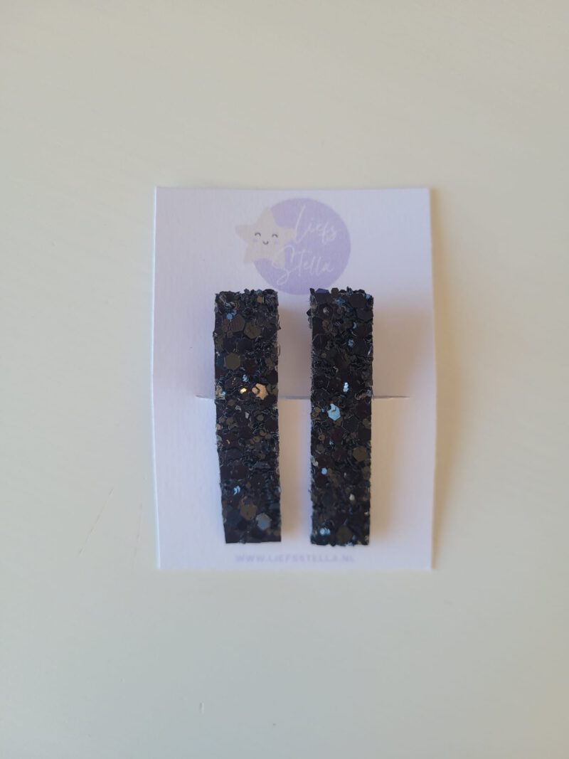 Haarspeldjes Alligator Zwart Glitter