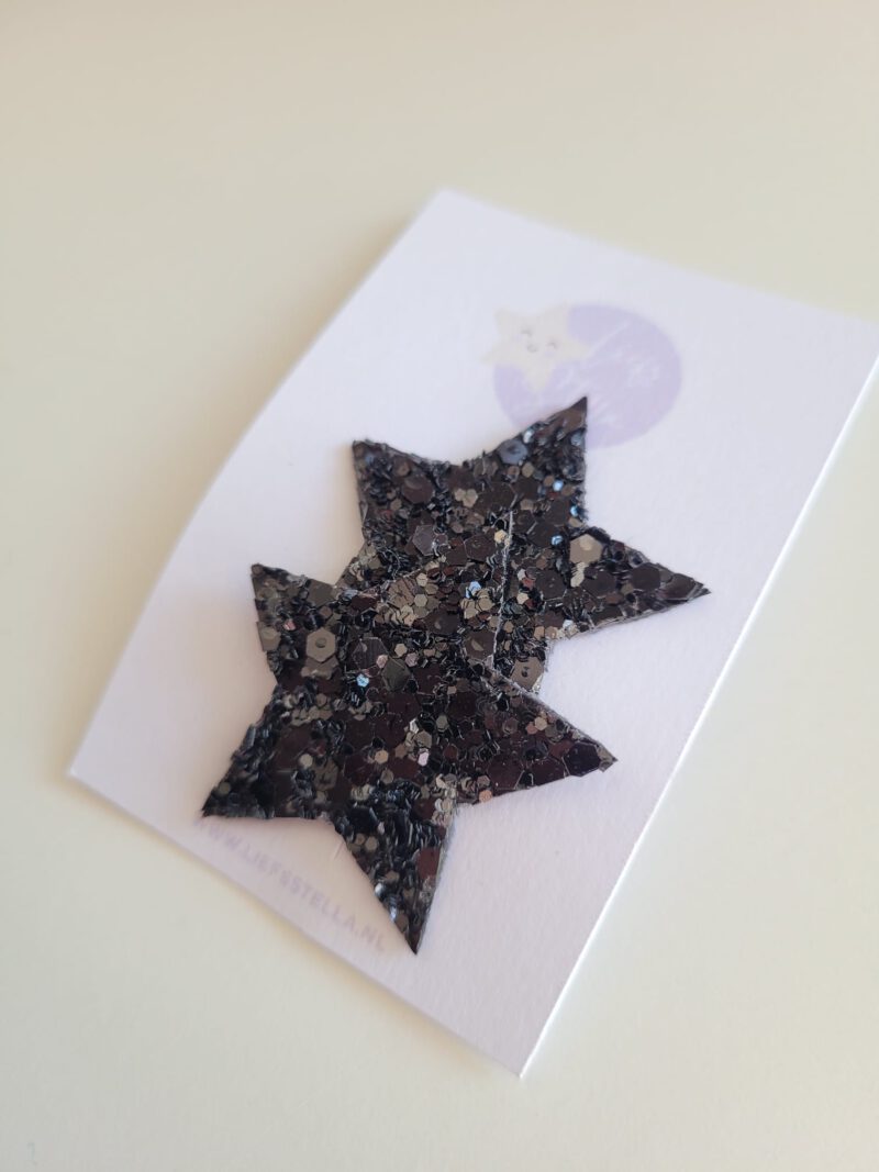 Haarspeldjes Antislip Ster Zwart Glitter - Afbeelding 2