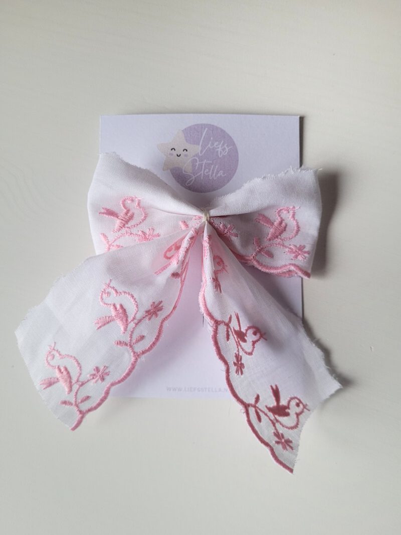 Haarstrik Vintage Vogels Roze